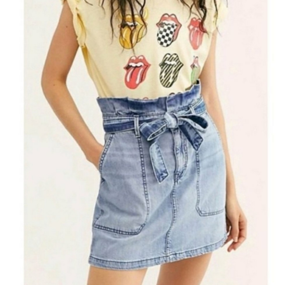 Free People Splendor in the Grass Denim Skirt Size 10